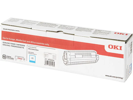 OKI - cyan - originale - cartouche de toner - pour OKI C824n / C824dn / C834nw / C834dnw / C844dnw