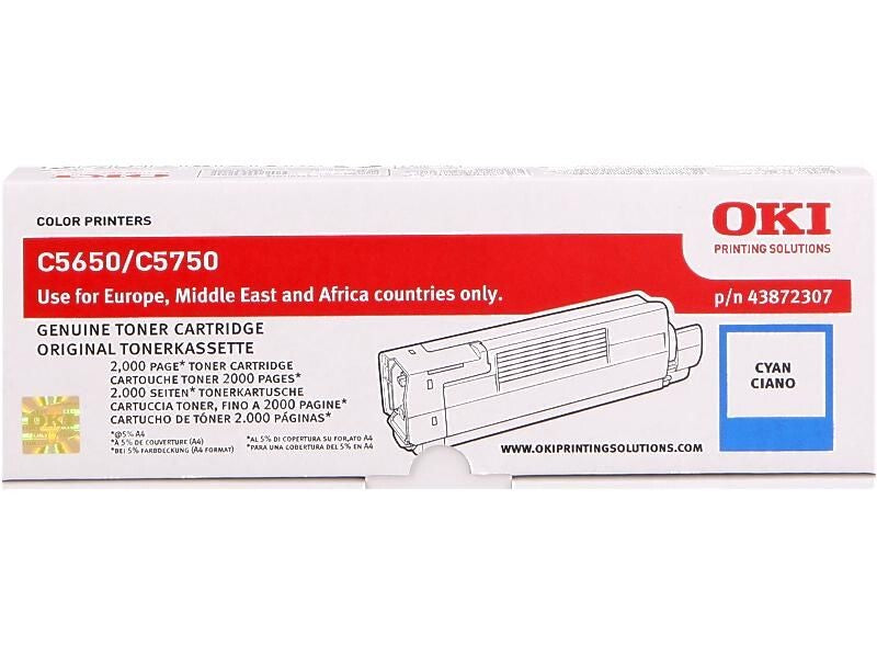 OKI - cartouche de toner - 1 x cyan - 2000 pages - pour C5650dn, 5650n, 5750dn, 5750n